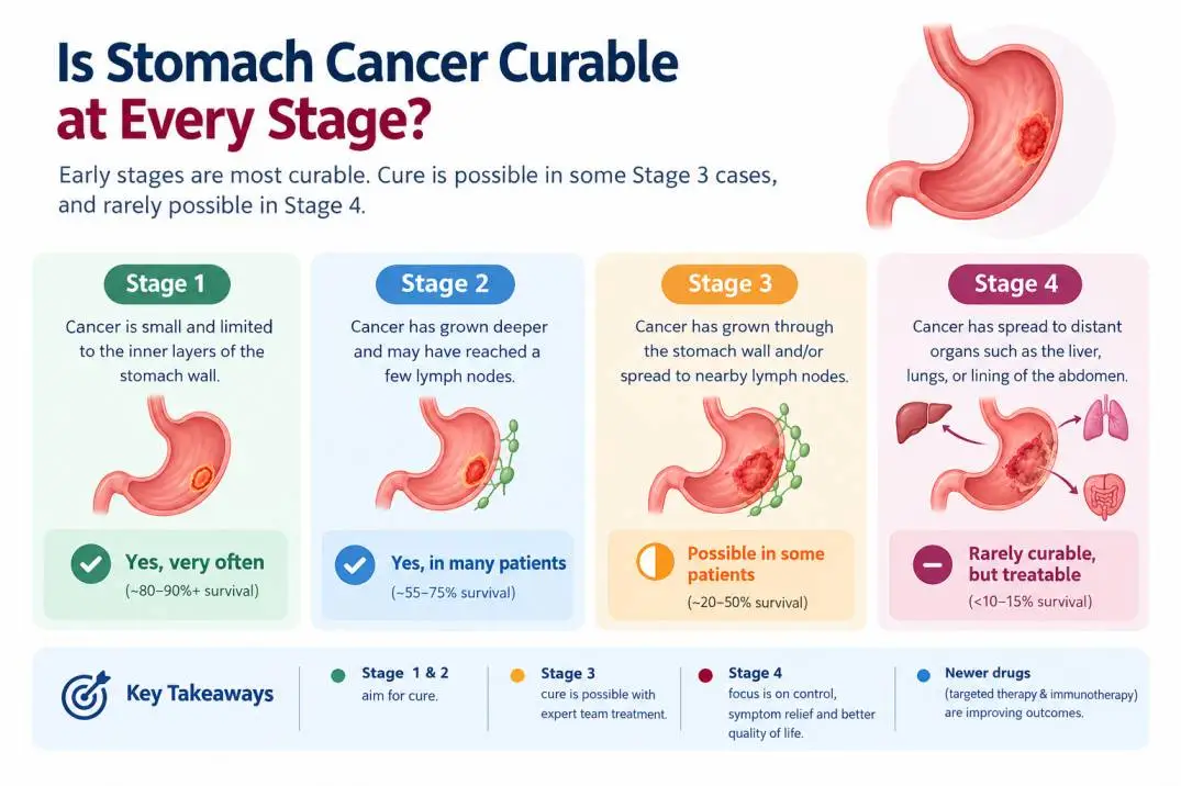 Is stomach cancer curable at every stage?